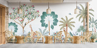 Tropical Safari Wallpaper with Animals Desiges