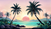 Bohemian nature inspired Tropical Sunset wallpaper mural