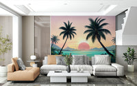 Tropical Sunset urban loft accent wallpaper mural