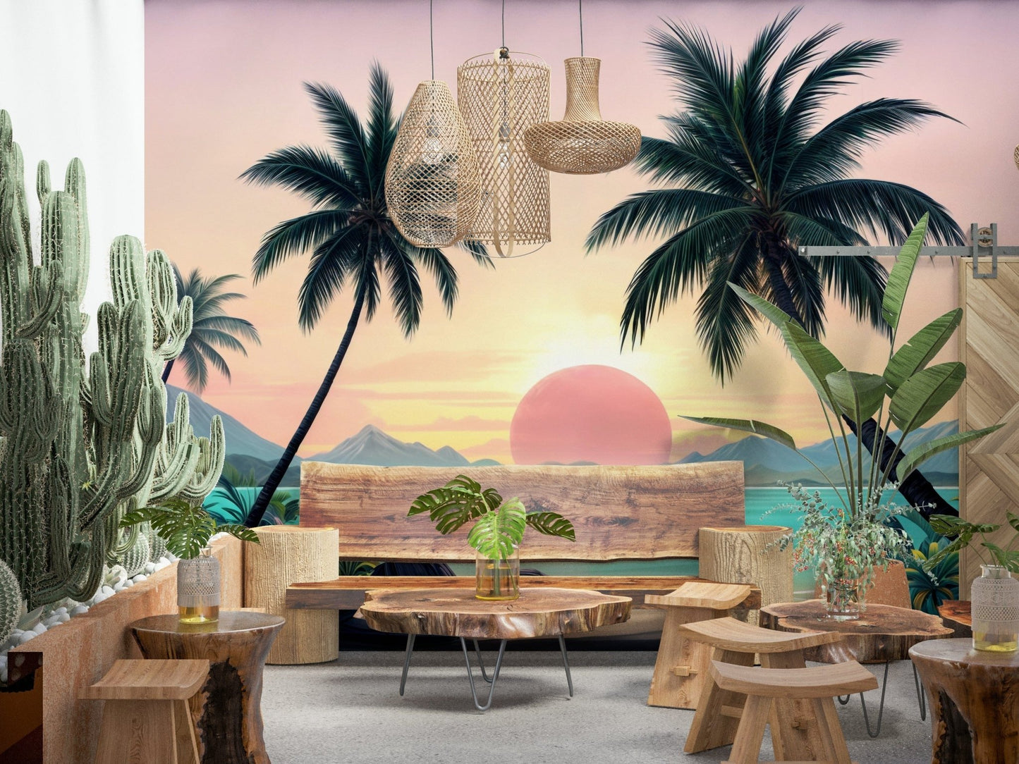 Tropical Sunset serene ocean breeze wallpaper mural