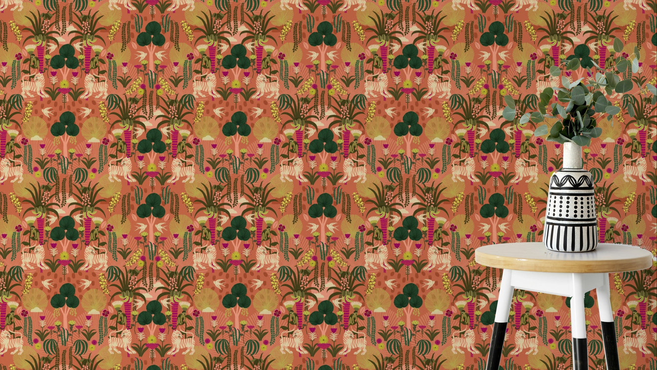 Tropical Tiger Garden Wallpaper⁠