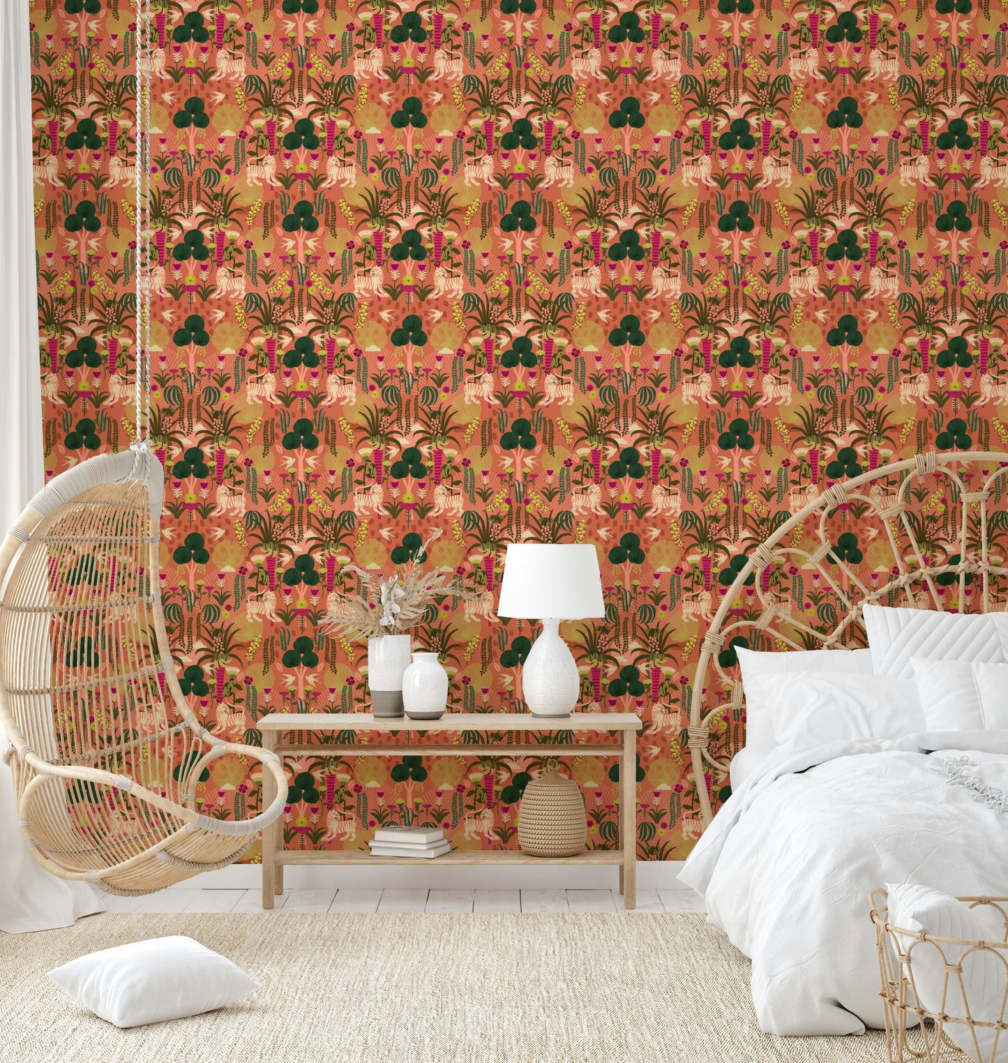 Tropical Tiger Garden Wallpaper⁠