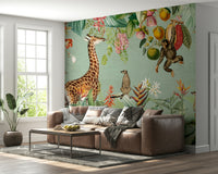 Wall mural showcasing a tropical journey with vintage accents

