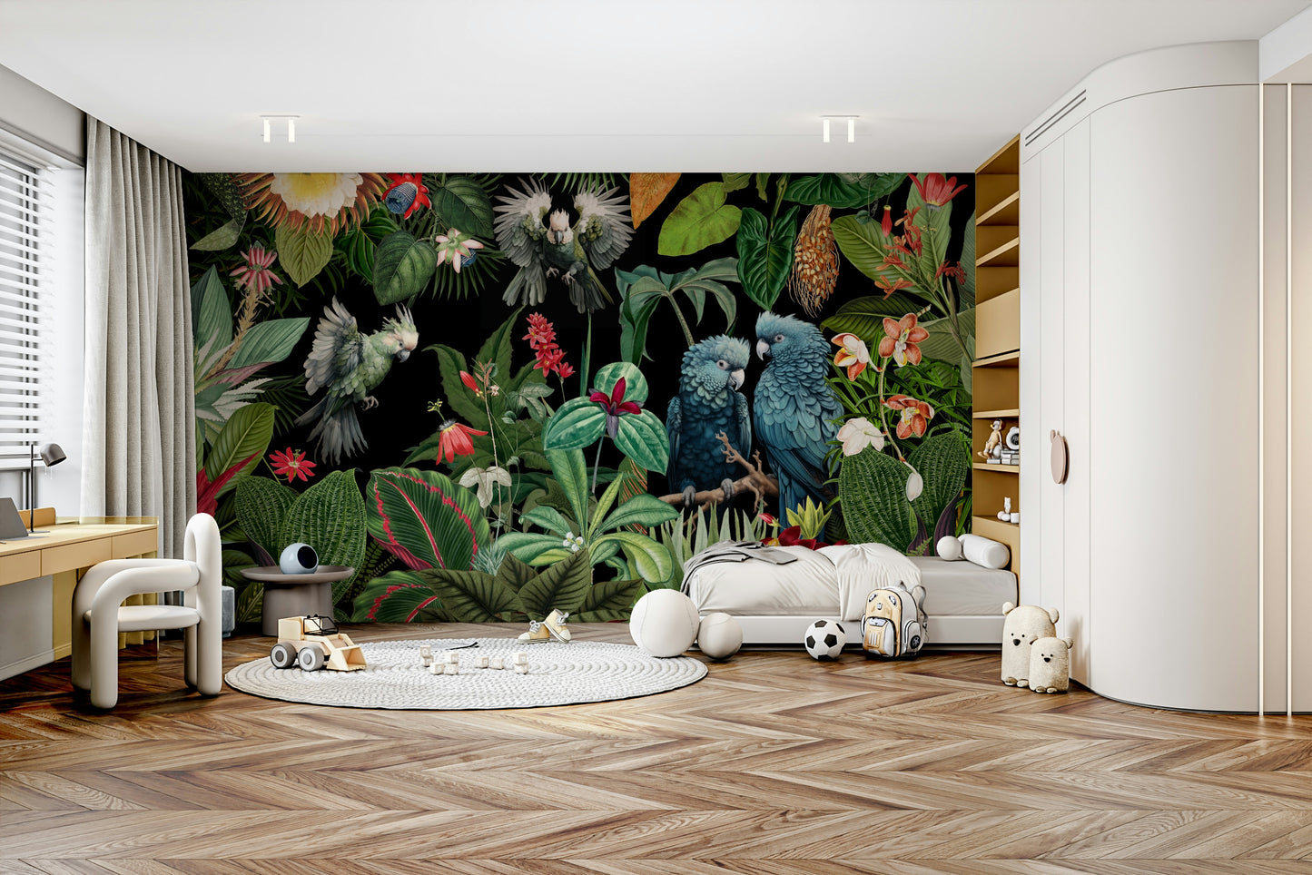 Vintage-inspired tropical mural collage for any room

