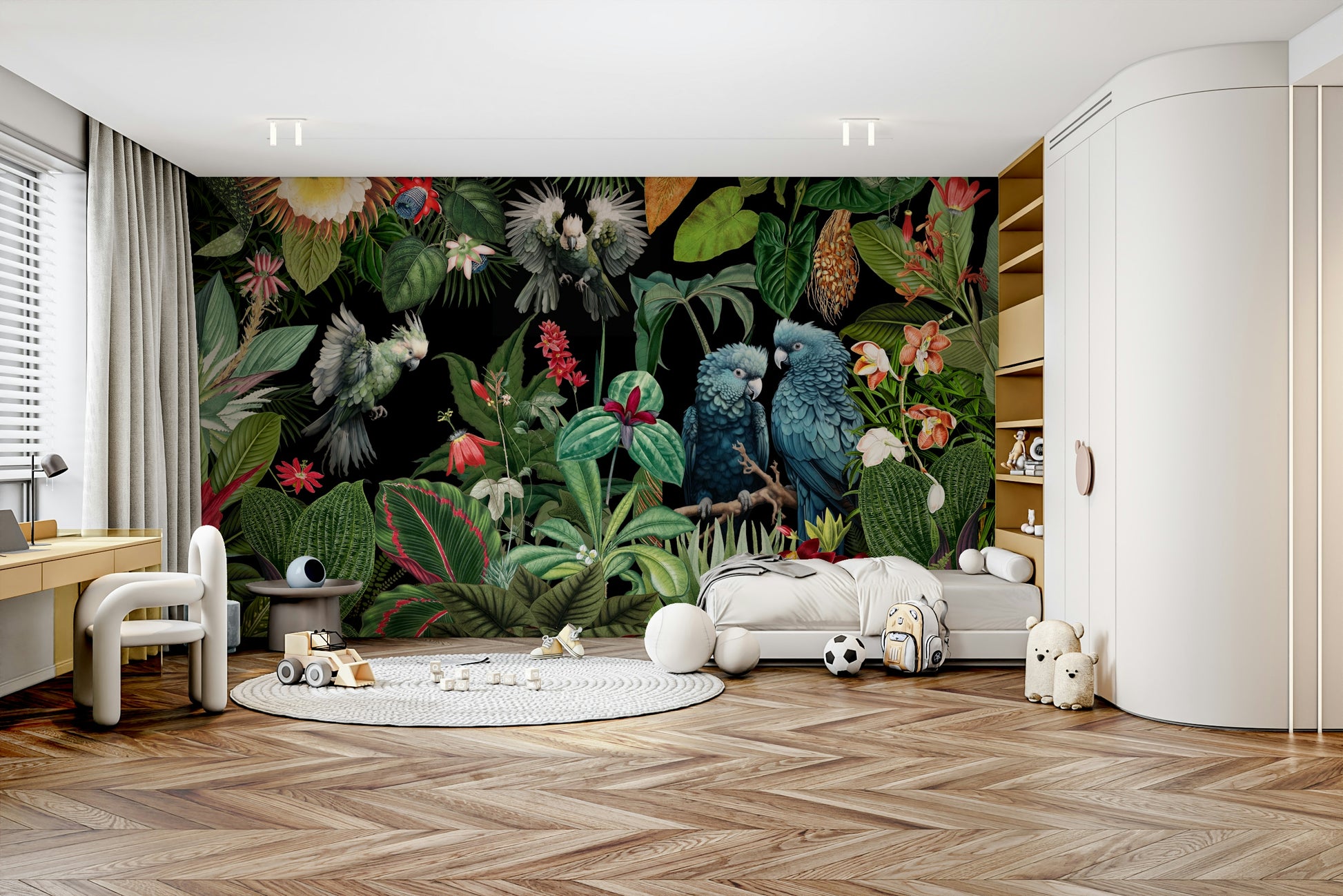 Vintage-inspired tropical mural collage for any room

