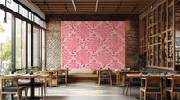 Botanical wall covering with trumpet flower motif

