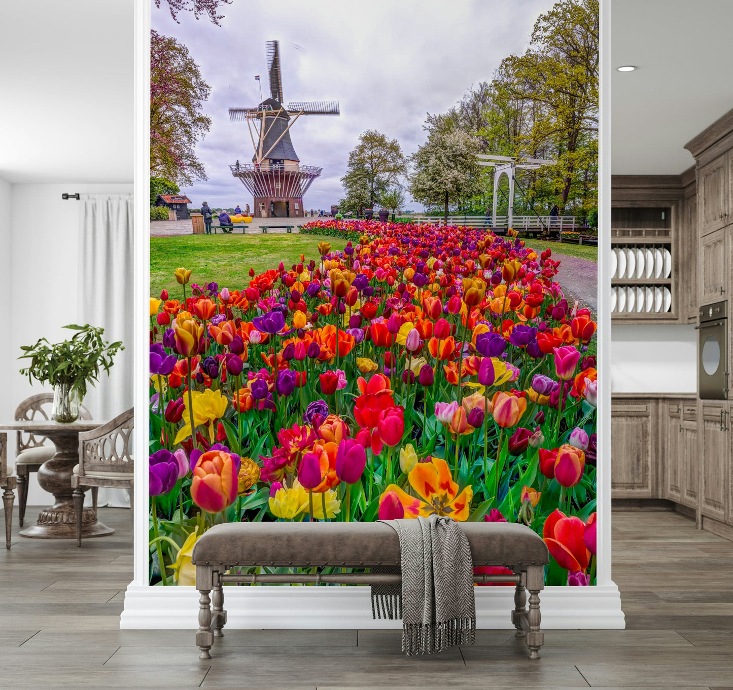 Tulip Windmill Garden product wallpaper iconic windmill foreground tulips
