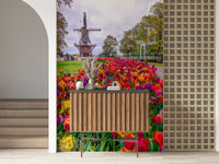 Dutch landscape Tulip Windmill Garden amazing floral wall art