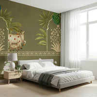 Tulsi-Green Kamdhenu mural for feature wall in living room