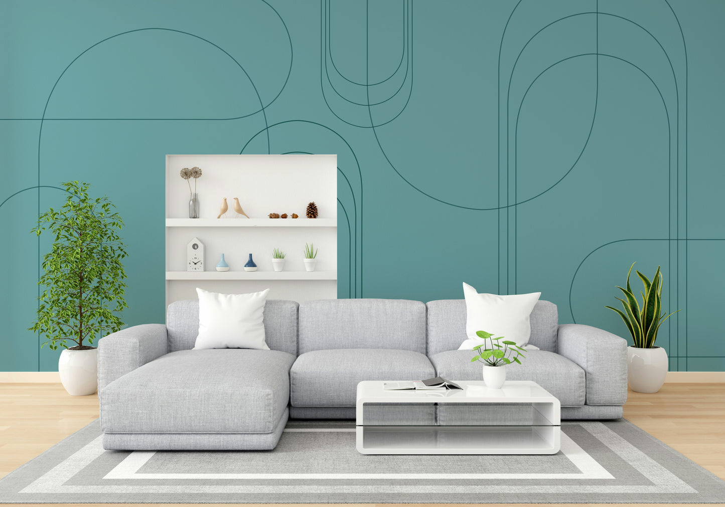 Turquoise Abstract Arches Wall Mural