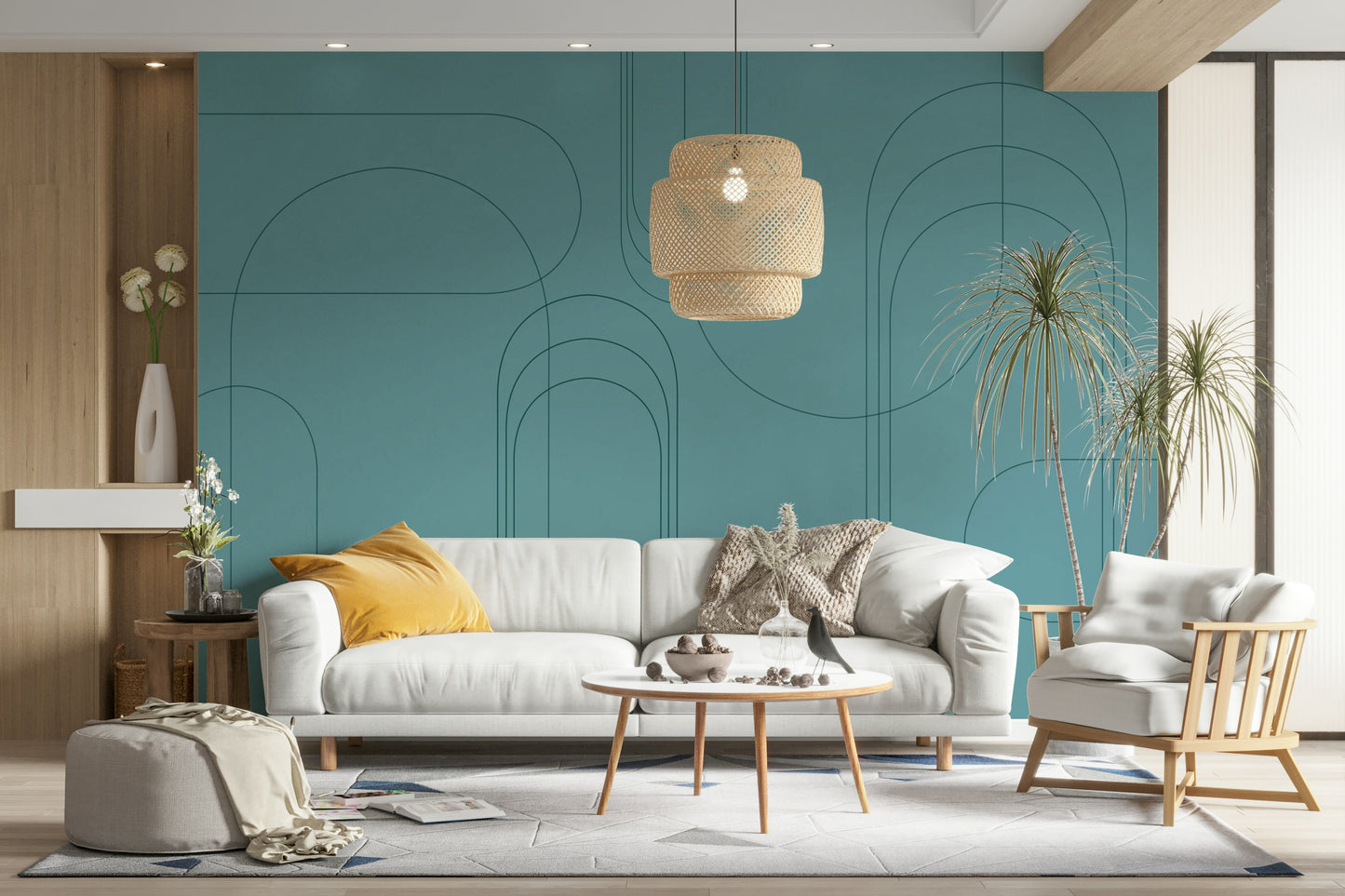 Turquoise Abstract Arches Wall Mural