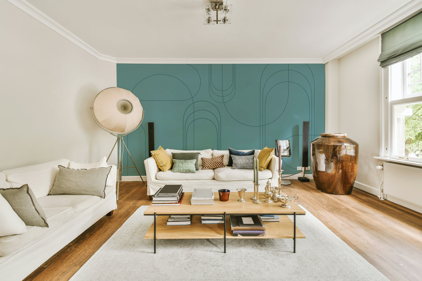 Turquoise Abstract Arches Wall Mural