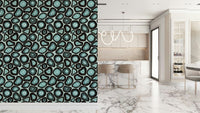 A turquoise agate wallpaper featuring repeating stone-like patterns with layered mineral textures.