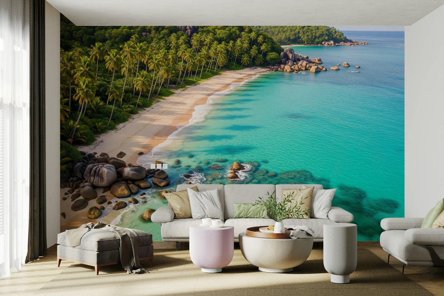 Wall mural showing a quiet beach scene

