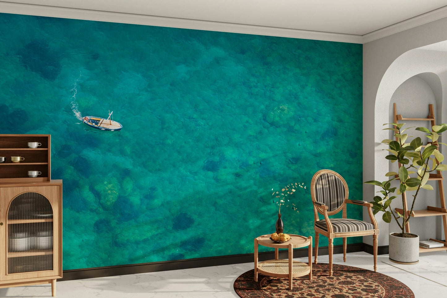 Calm turquoise waves in a beach wall mural

