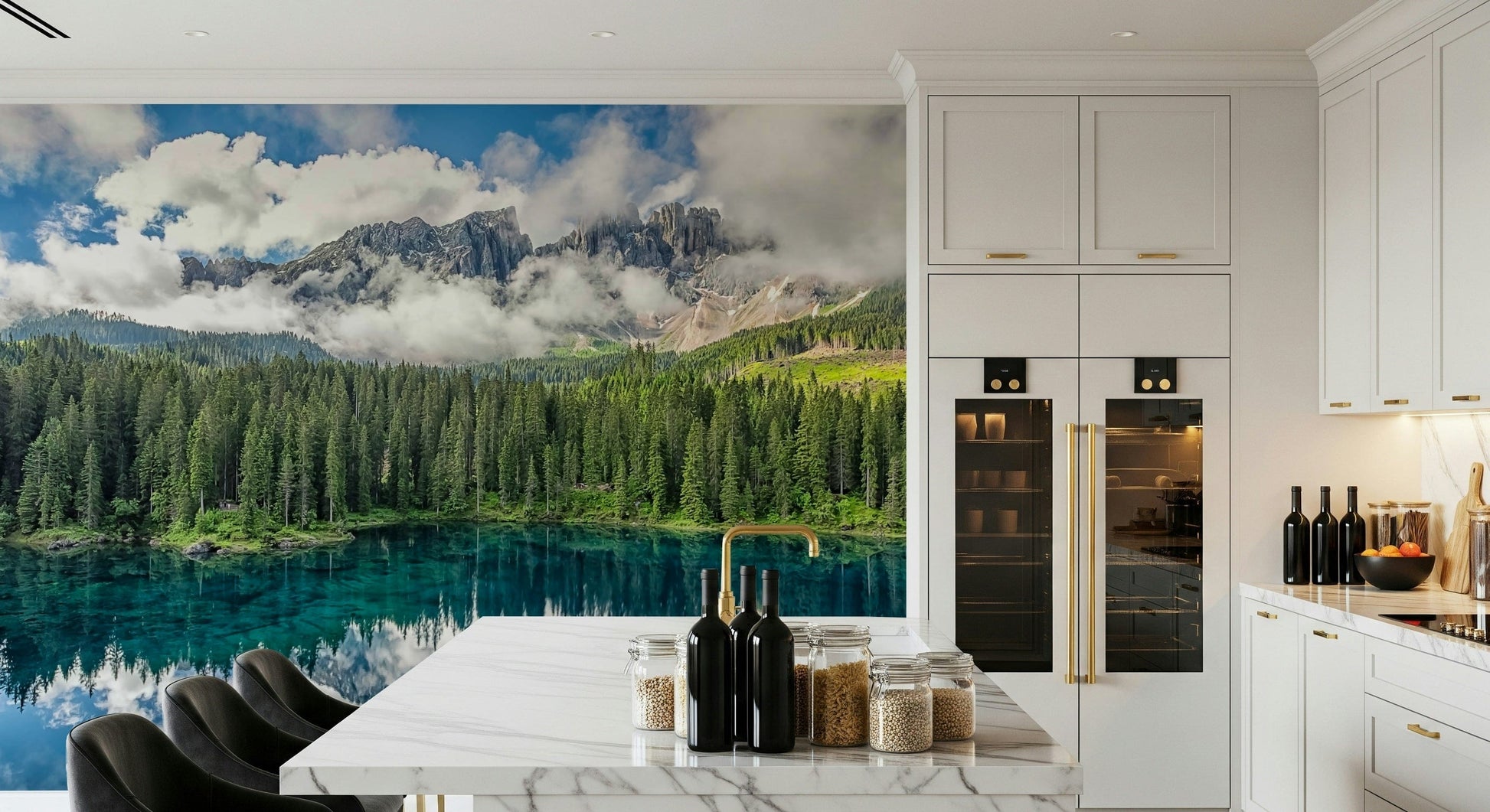 Turquoise Dreamscape, vivid nature scene, scenic wallpaper mural, perfect view.