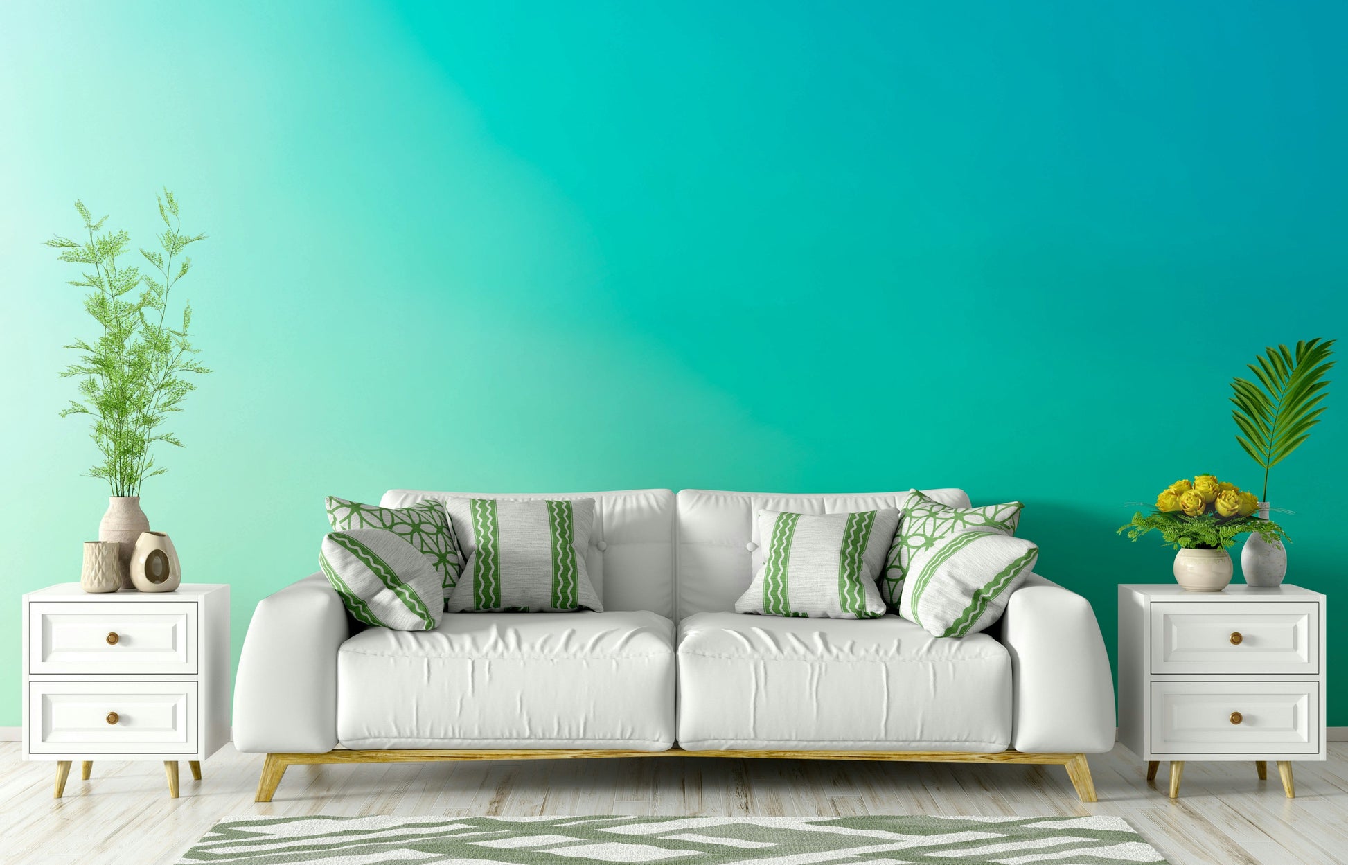 A contemplative movement theme wallpaper mural for a feature wall.

