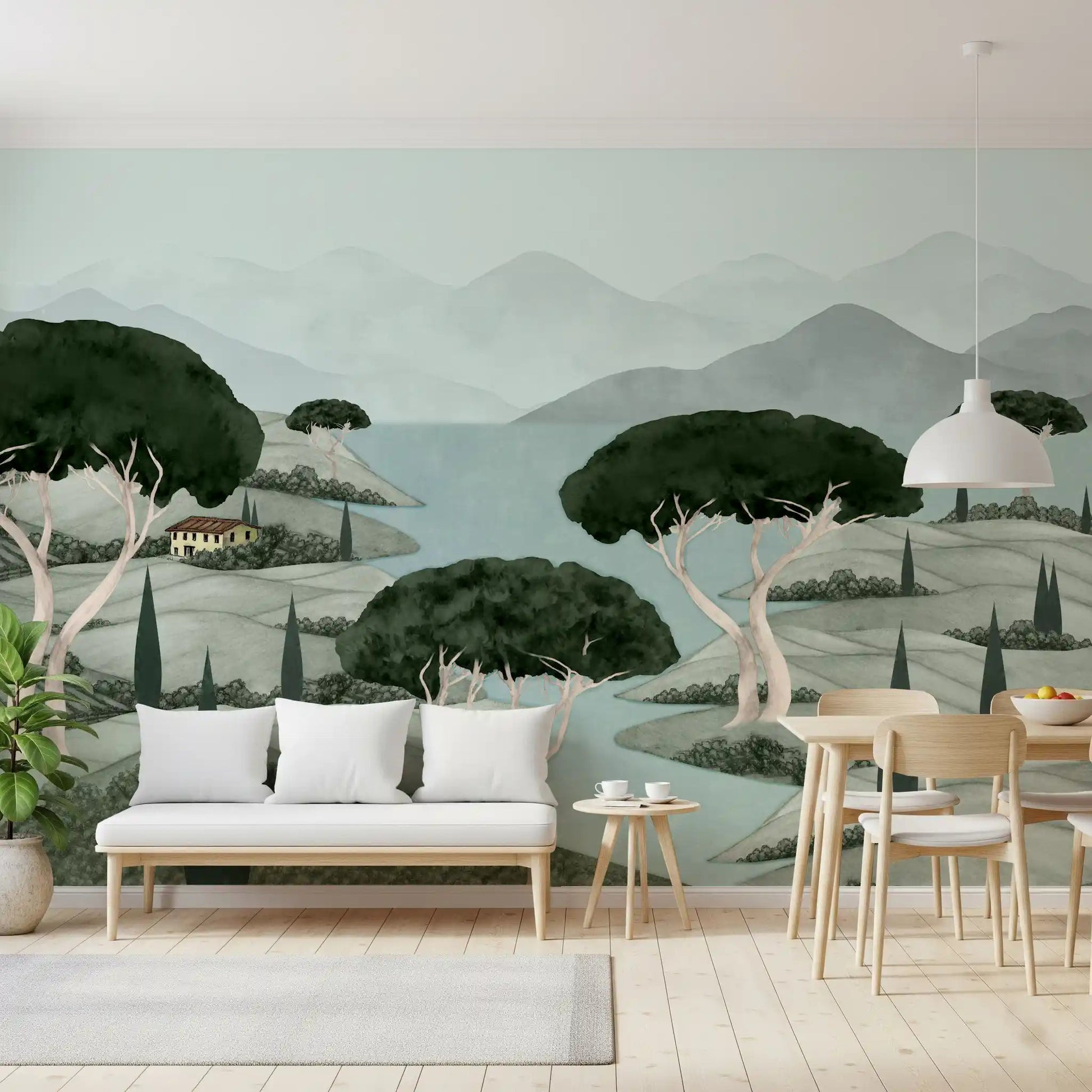 Vintage Tuscan Dreamscape for hallway Wall Mural villa scenery wall mural