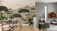 Minimalist Tuscan Hillside Vista Wall Mural for sophisticated wall decor