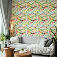 Warm-toned watercolor Tuscany landscape wallpaper

