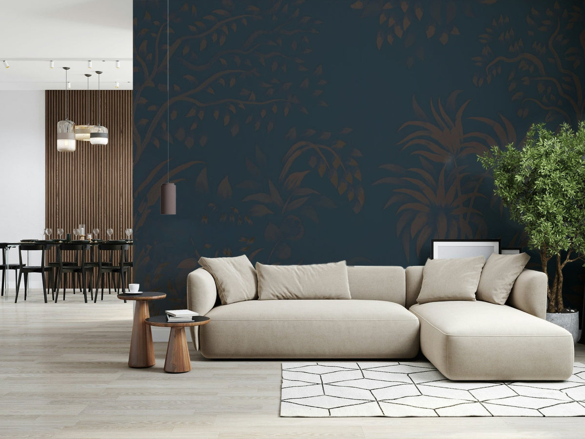 Shaded tropical plants Twilight Canopy wallpaper stylish interior finish.