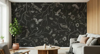 Lush forest mural capturing a peaceful grove during dusk