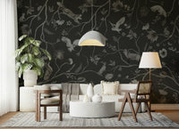 Serene wall mural depicting a grove at twilight with soft evening light