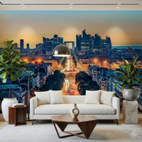 Gorgeous glowing city at night, Twilight Metropolis wall mural for home.