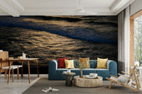 A living room featuring the coastal wall mural.

