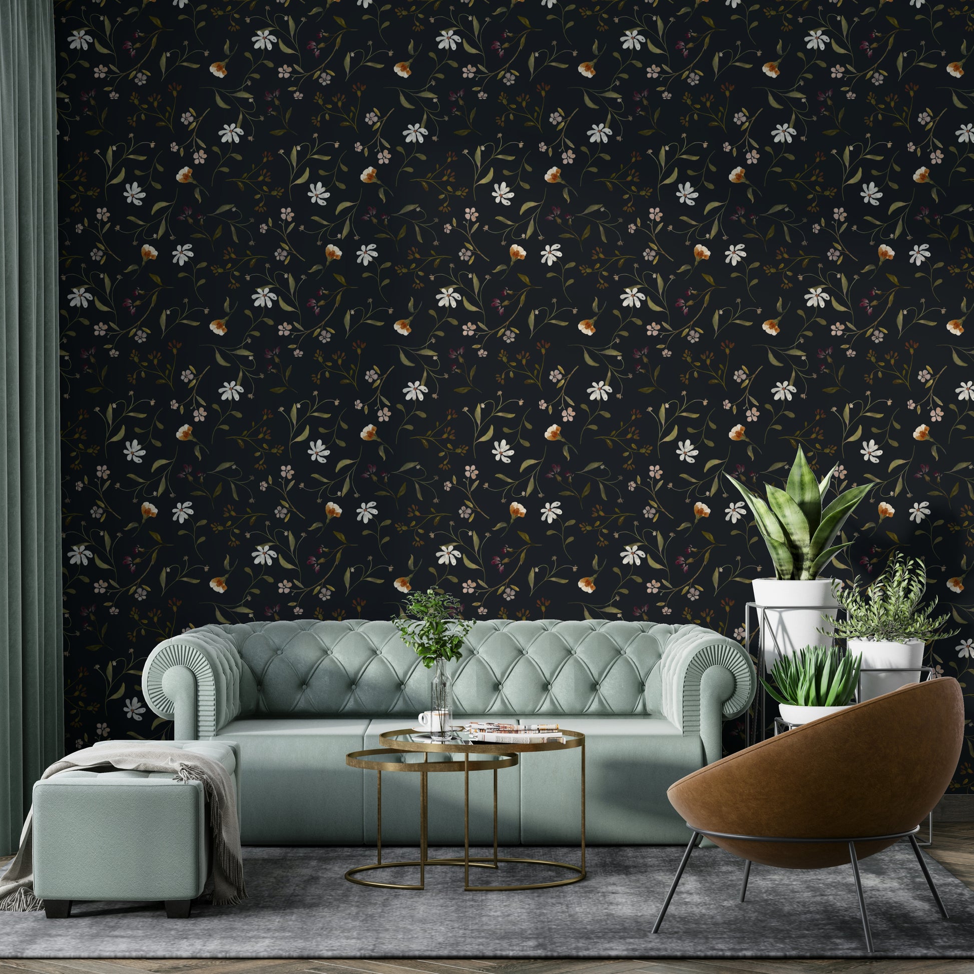 Cozy bedroom wall styled with twilight petals

