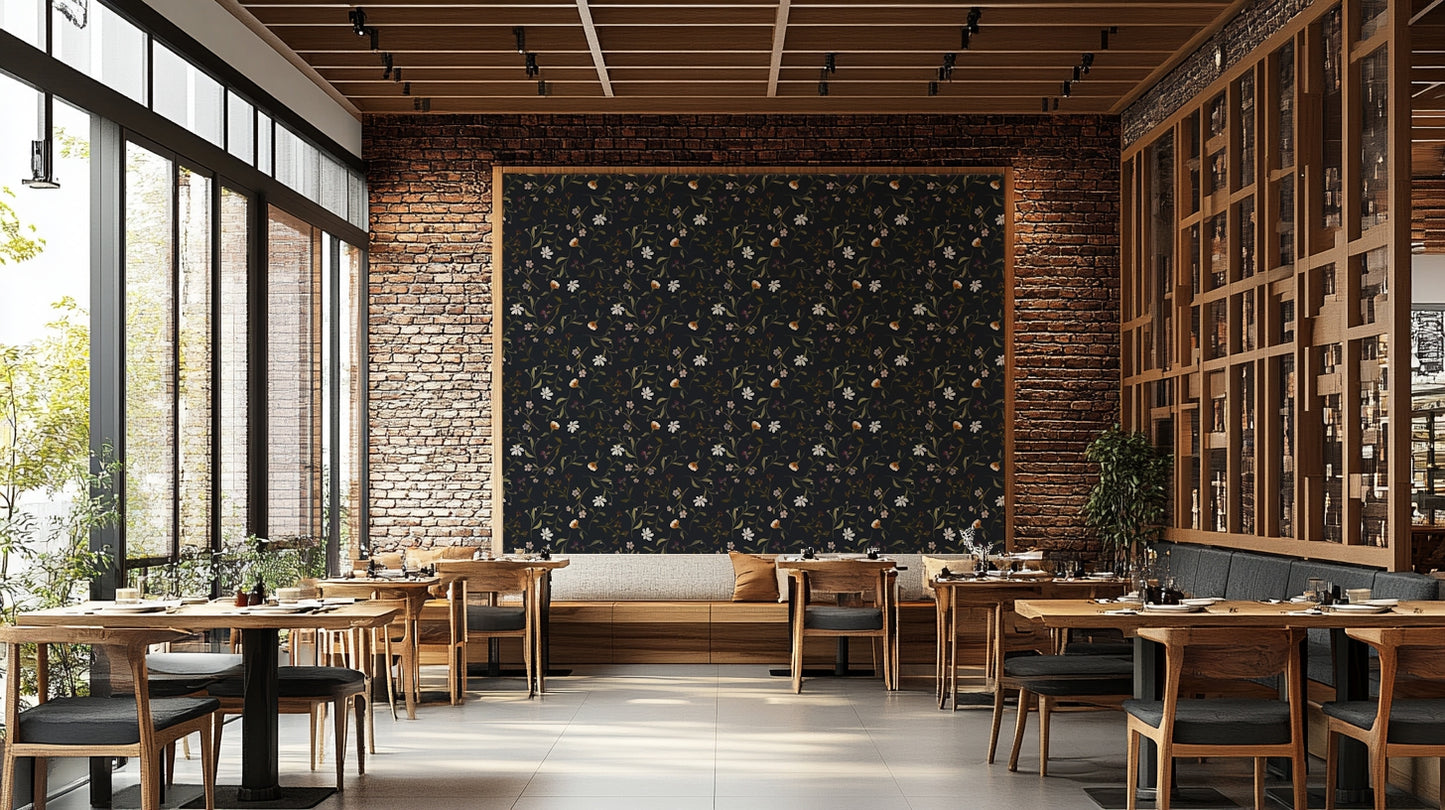 Serene twilight tones with floating petals wallpaper

