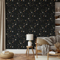 Dark floral wallpaper with twilight ambiance

