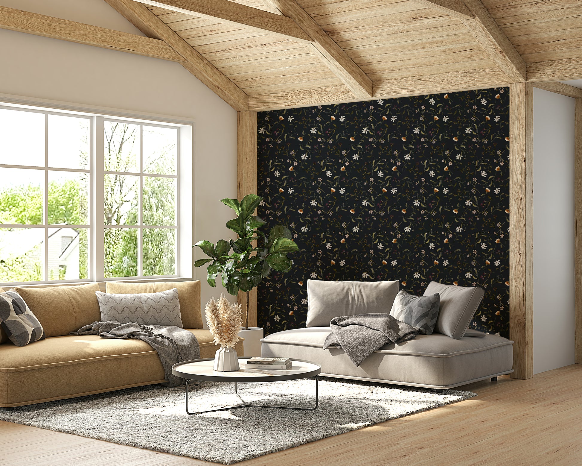 Memories in Petals wallpaper with deep florals

