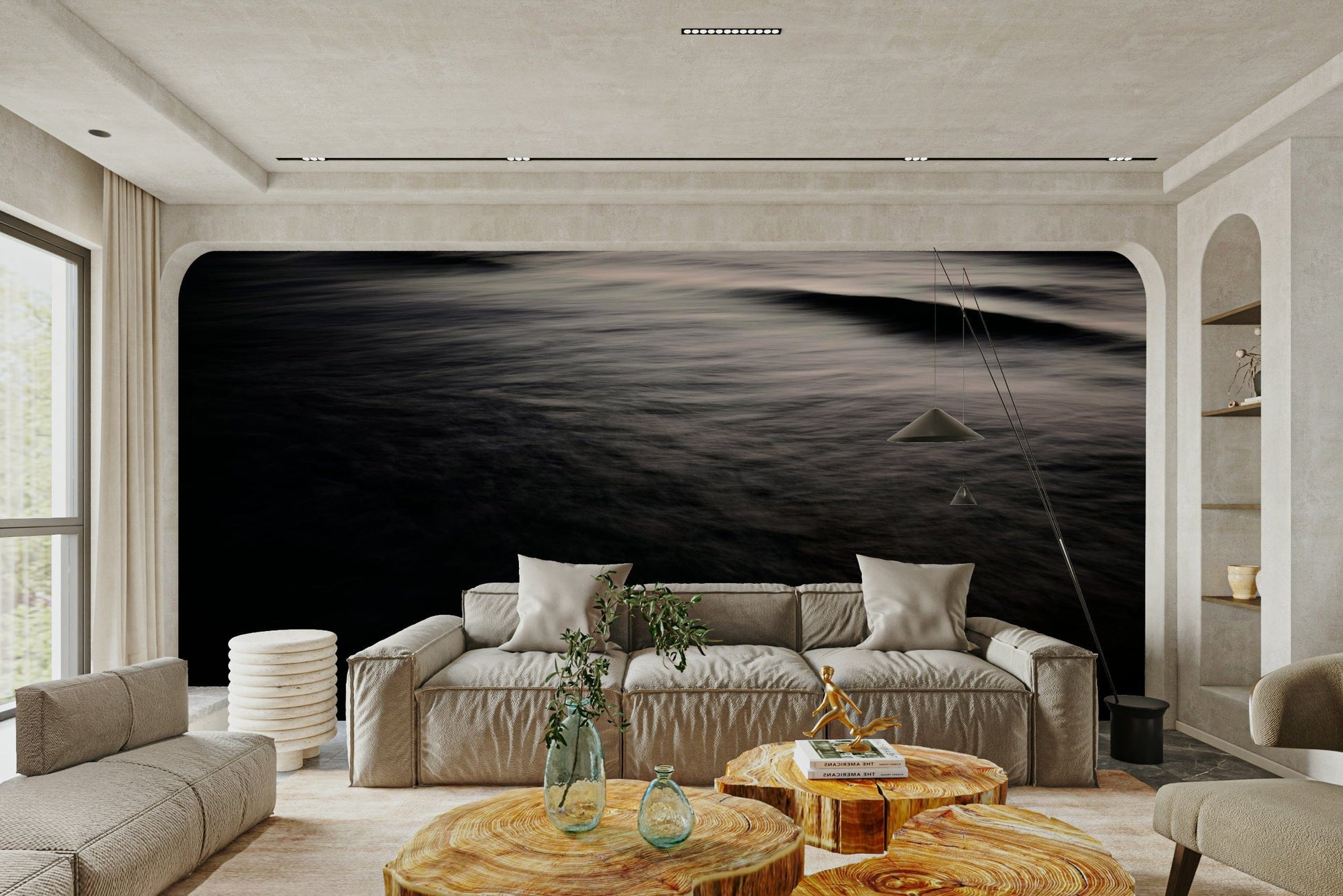 A beautiful dark evening sky wallpaper mural with soft light.

