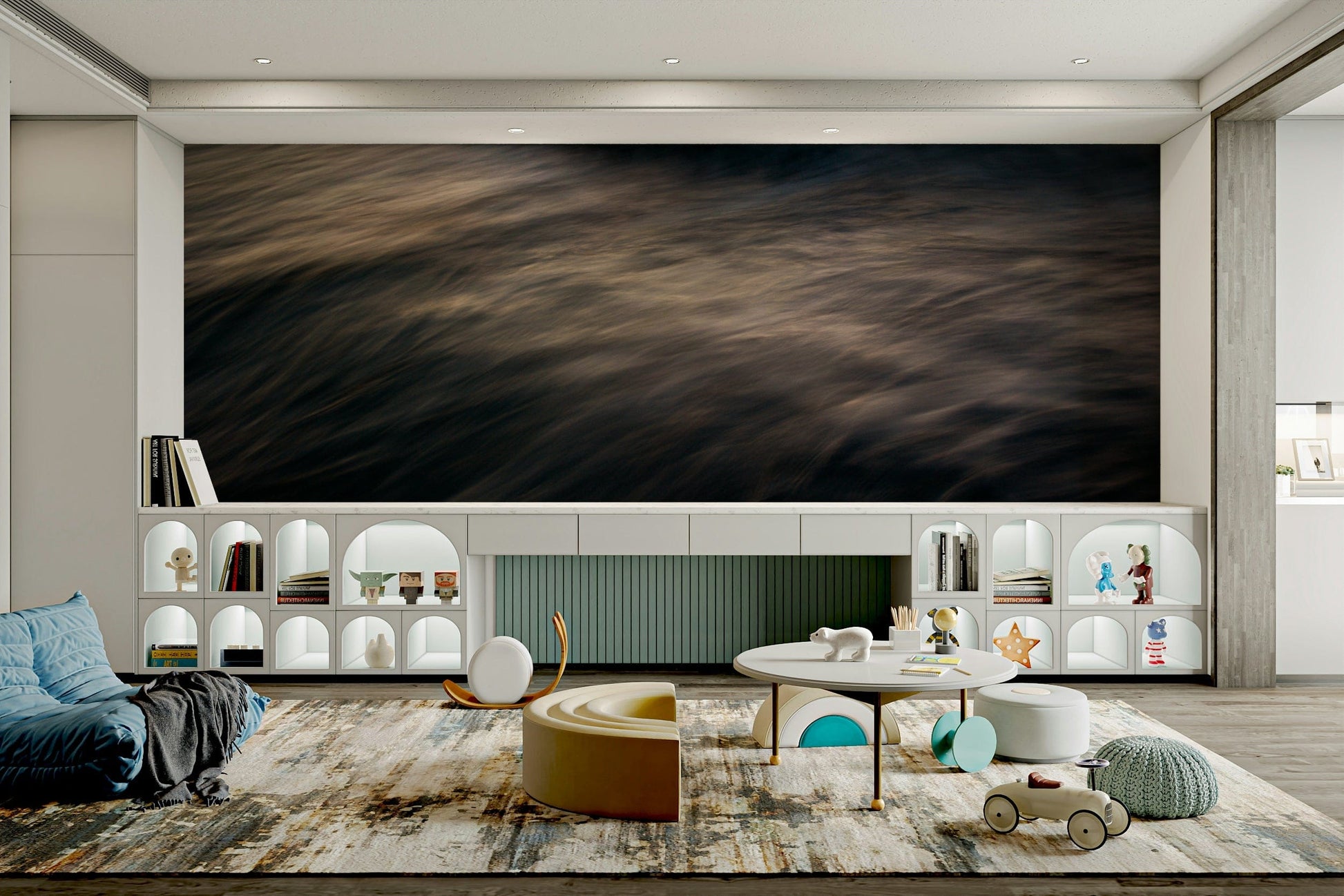 A beautiful twilight sky wallpaper mural for a modern home.

