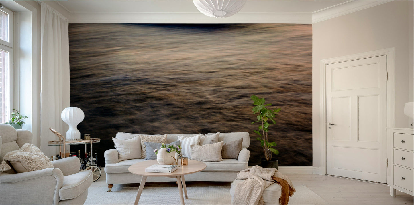 A calming abstract design wallpaper mural that defines a space.

