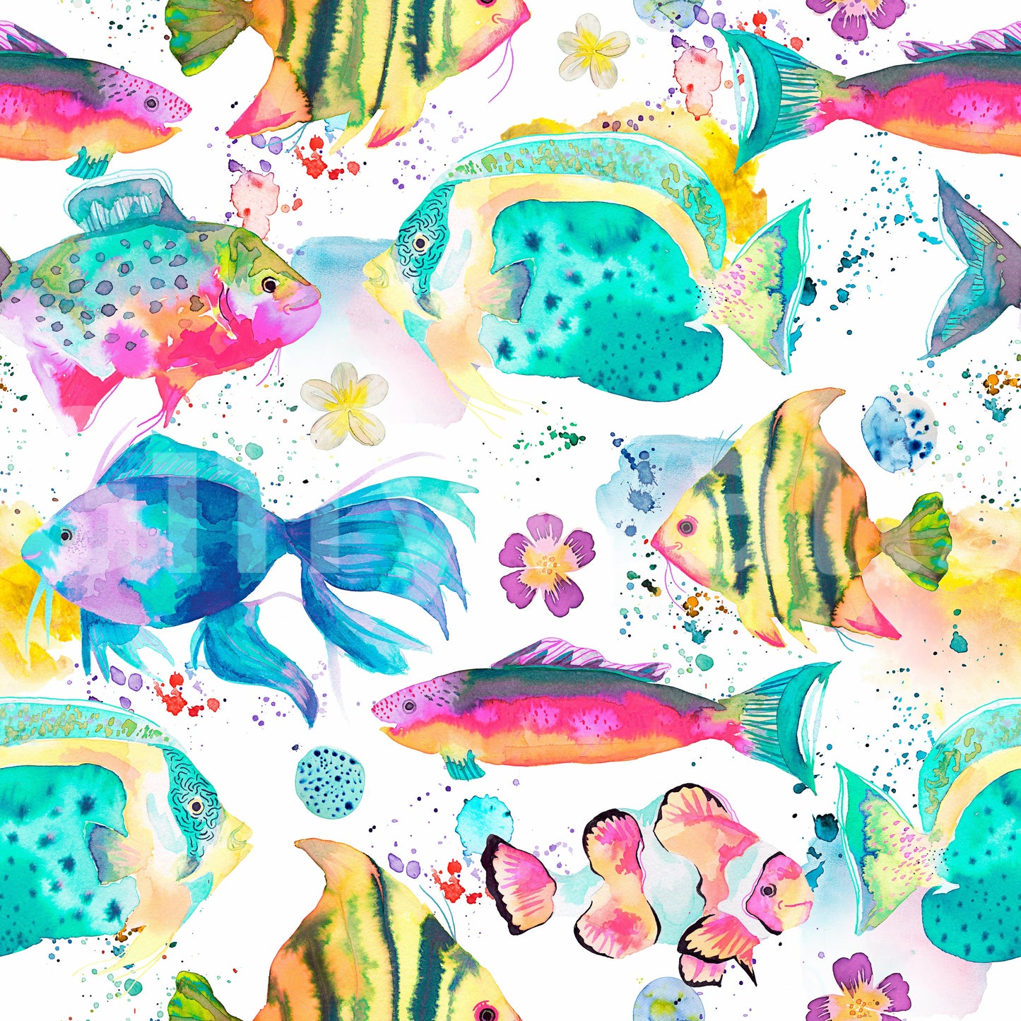 Ocean-inspired wallpaper with cheerful underwater design.

