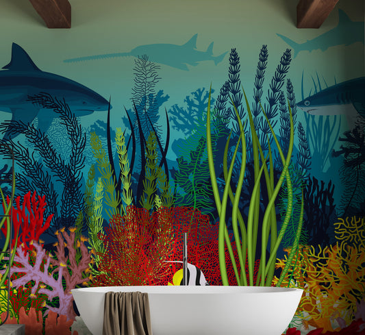 Underwater Ocean Scene Wallpaper Mural - Giffywalls