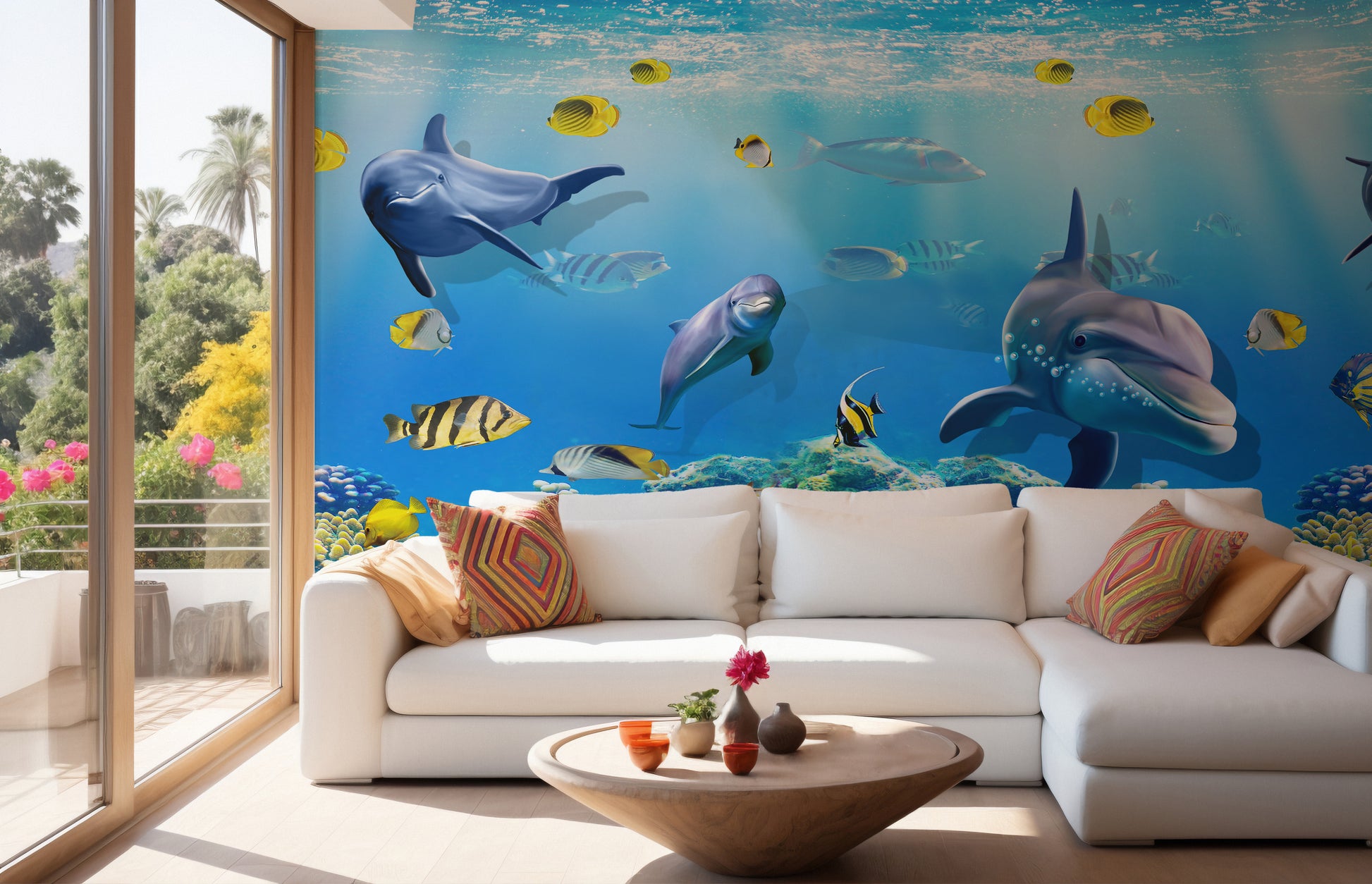 Dolphin ocean mural wallpaper for walls