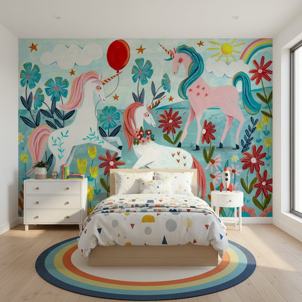 Floral Unicorn Magic Wall Mural -2664483