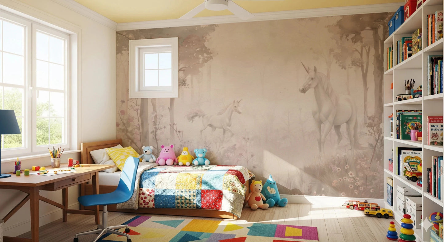Unicorns in a Magical Dreamy Forest – Shell Wall Mural