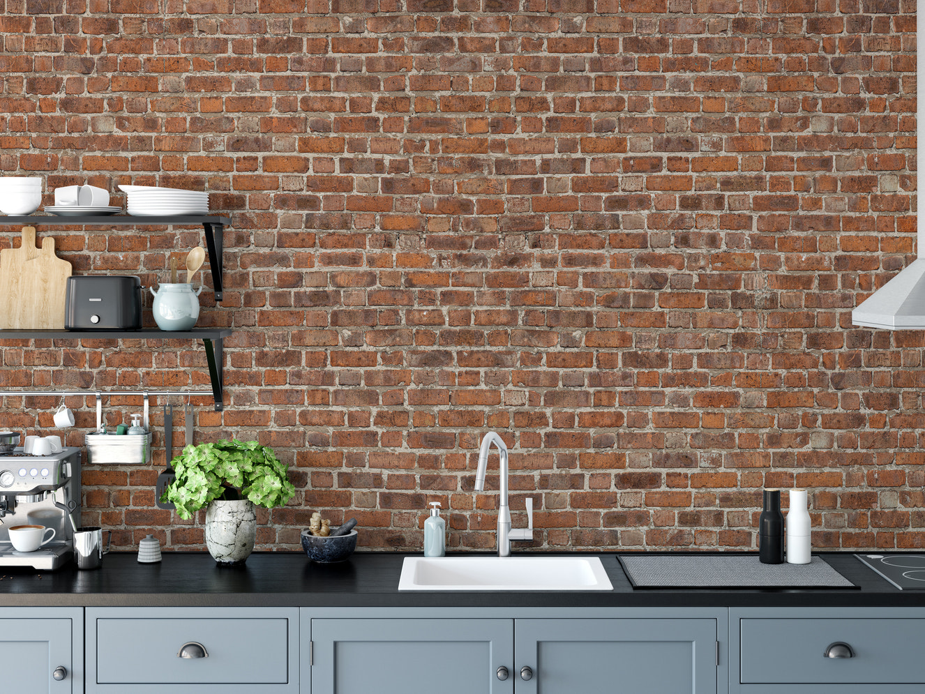 Red brick grunge wallpaper mural for walls