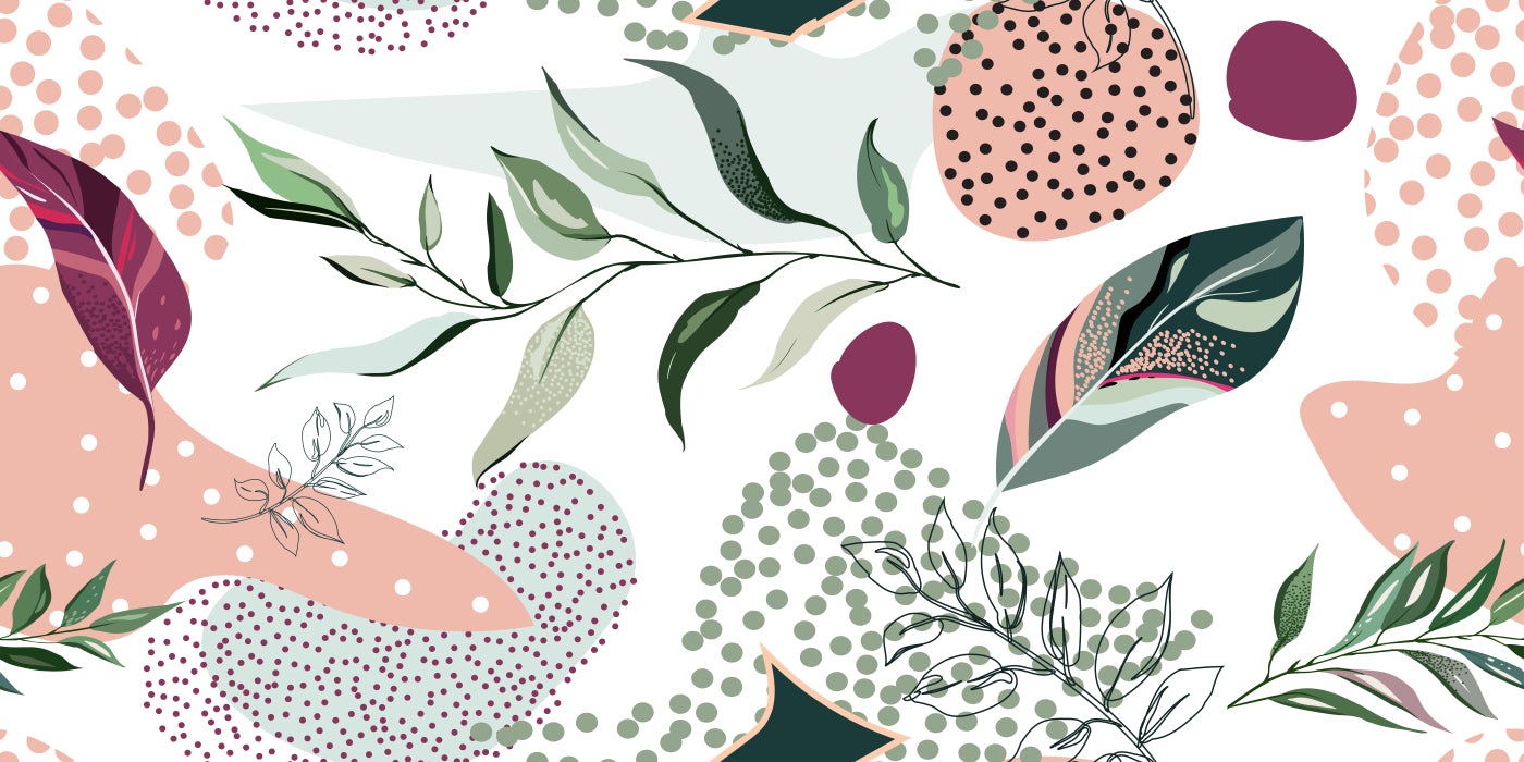 Botanical Pattern Abstract Leaves Wallpaper Mural