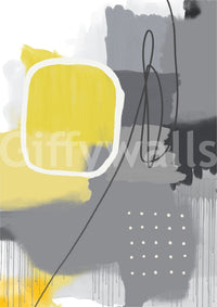 Contemporary yellow and grey mural

