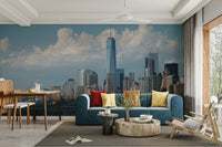 The city is seen from across a body of water.
