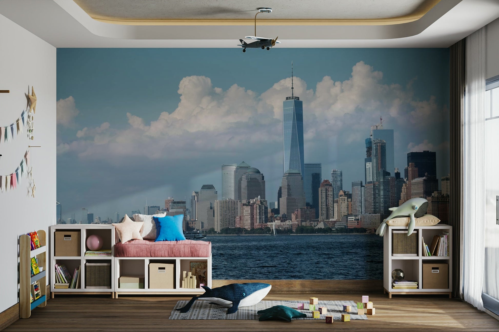 A serene and sophisticated wall mural.
