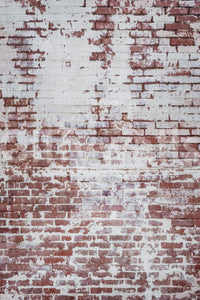 Urban Decay Brick wallpaper mural shown as a full-wall mural of distressed red brick with patchy peeling white paint