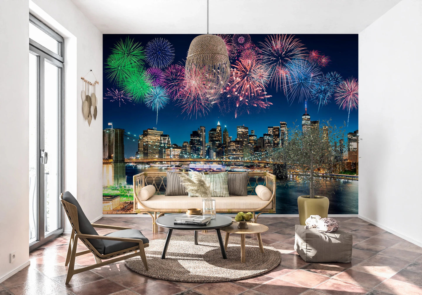 Urban Fireworks Wall Mural