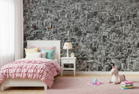 Downtown Gridlock Wall Mural – Dramatic mural depicting heavy traffic and vibrant city energy in modern style.