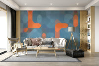 Decorative Streetlights wallcovering, textured look, warm orange paths across the surface.